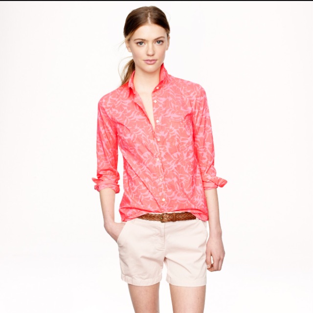 J. Crew Boy Shirt In Pink Tropical Floral